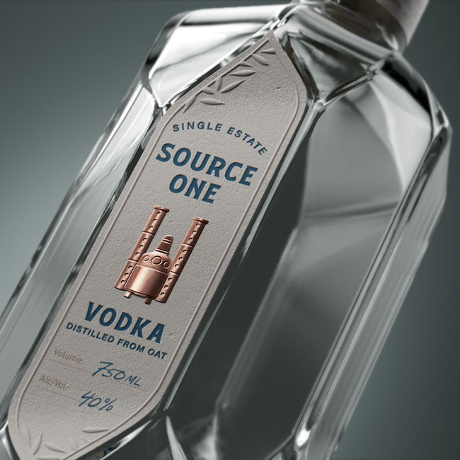 Дизайн этикетки, Дизайн упаковки, Алкоголь, Source One Vodka, AETHER NY
